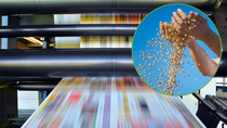 Picture of a printing machine and soybean seeds Picture of a printing machine and soybean seeds