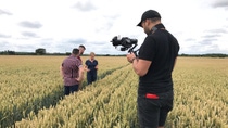 SORTED team interviewing Hannah Darbyon a wheat field SORTED team interviewing Hannah Darbyon a wheat field