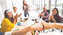 Business partners or men coworkers fist bump in team meeting, multiethnic diverse group of happy colleagues clapping hands. Teamwork cooperation, team building, or success business project concept Business partners or men coworkers fist bump in team meeting, multiethnic diverse group of happy colleagues clapping hands. Teamwork cooperation, team building, or success business project concept