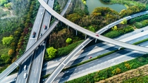 Aerial view of highway and overpass in Shanghai Aerial view of highway and overpass in Shanghai