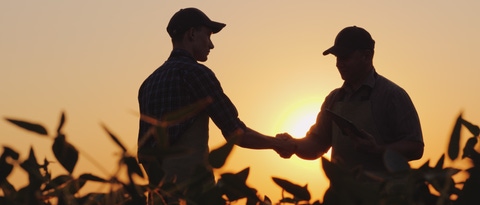 AR Dos agricultores conversan en el campo
