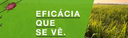 Banner verde com praga ao lado eficácia que você vê a plantação BASF Brasil