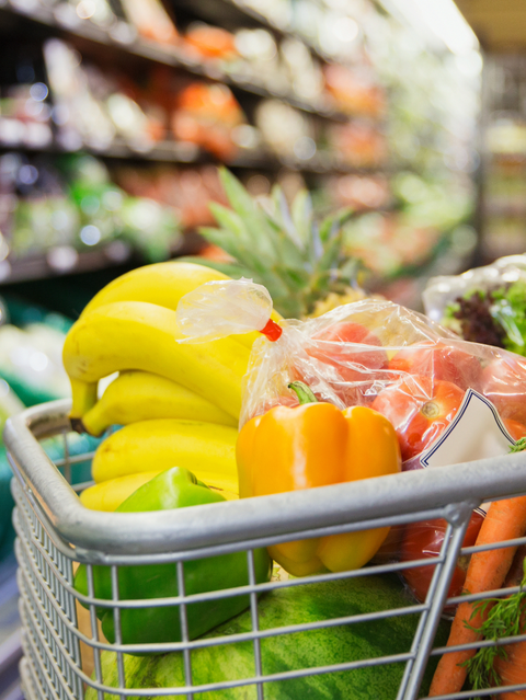 Shopping cart with food Shopping cart with food