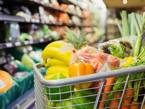 Shopping cart with food Shopping cart with food