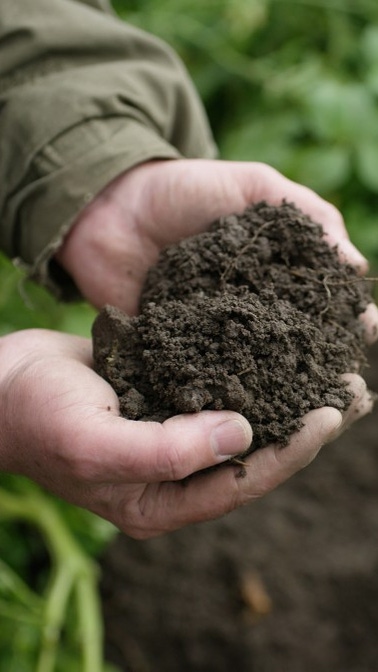Farmer holds soil in his hands Farmer holds soil in his hands