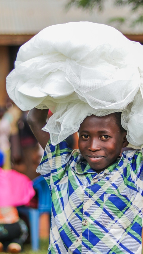 Child carrying end-of-life mosquito net